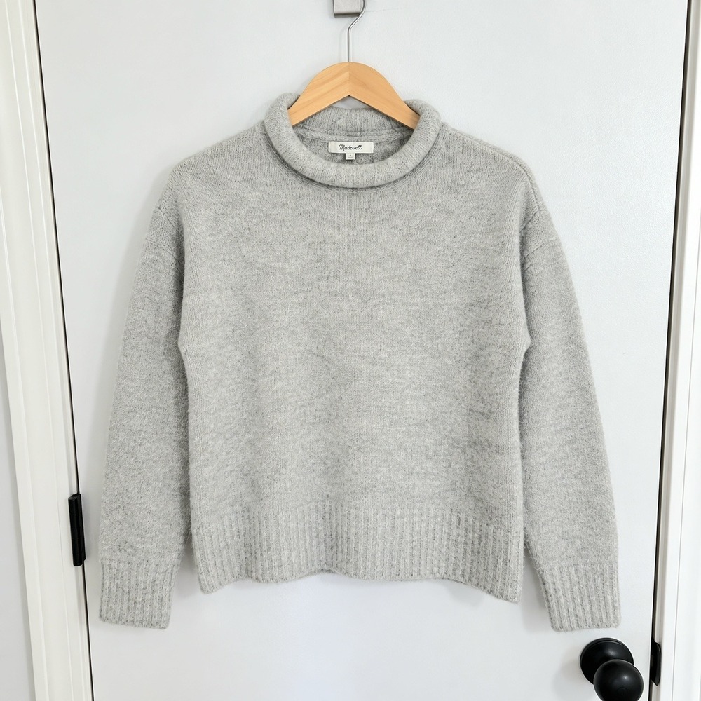 Madewell Fulton Pullover Sweater Rollneck Gray Cozy Soft Wool Alpaca Blend Small